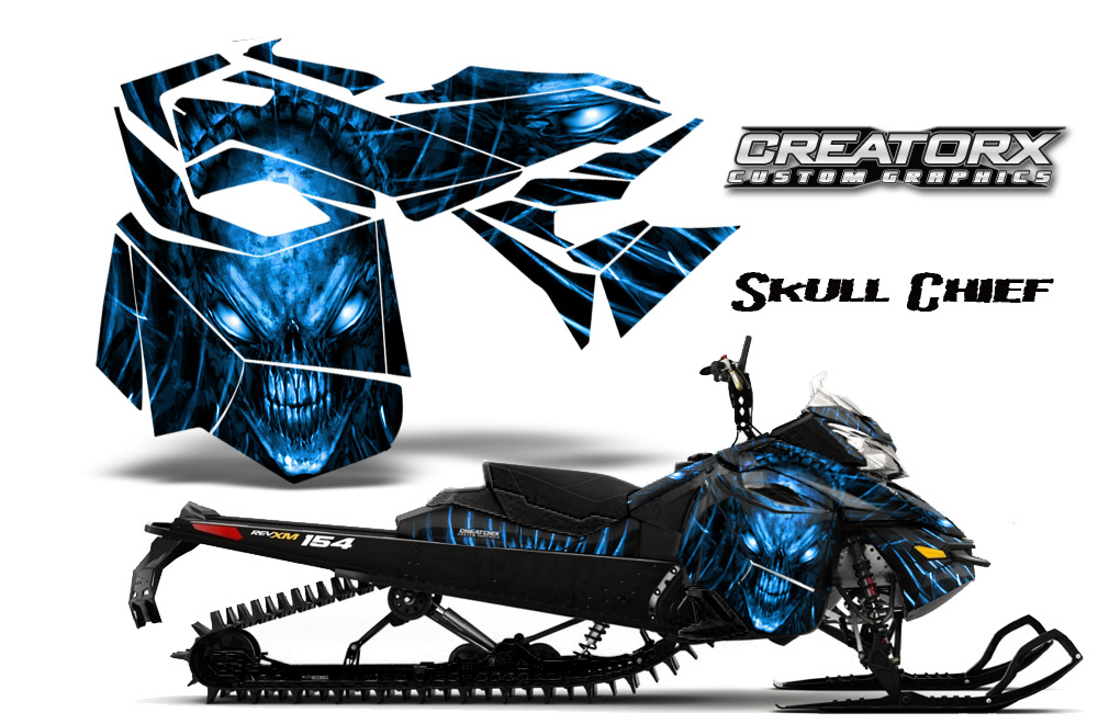 Skidoo Rev XM Graphics Kit Skull Chief Blue